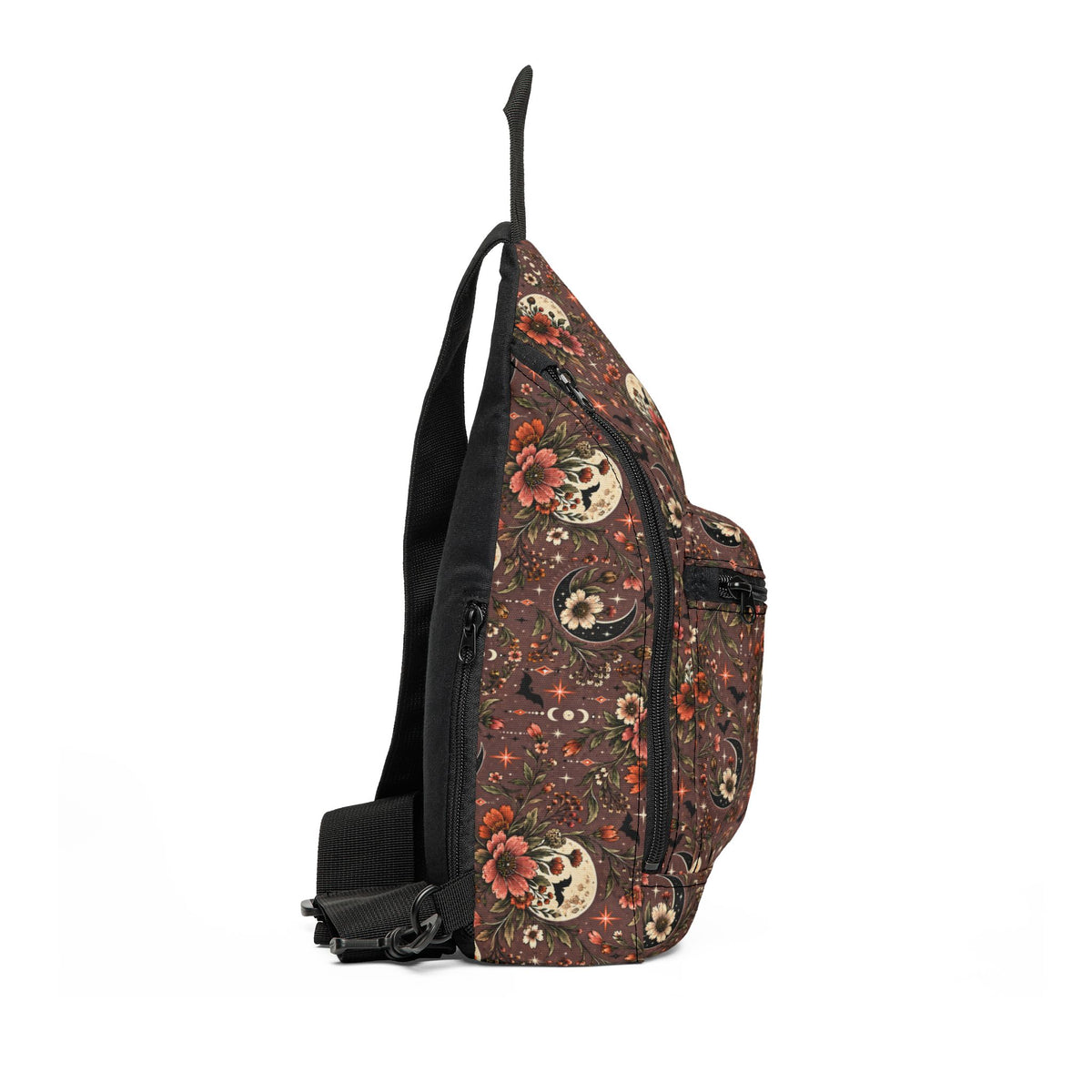 Midnight Wildflowers Crossbody Bag | Boho Halloween Floral Shoulder Bag by Subbin4Sanity