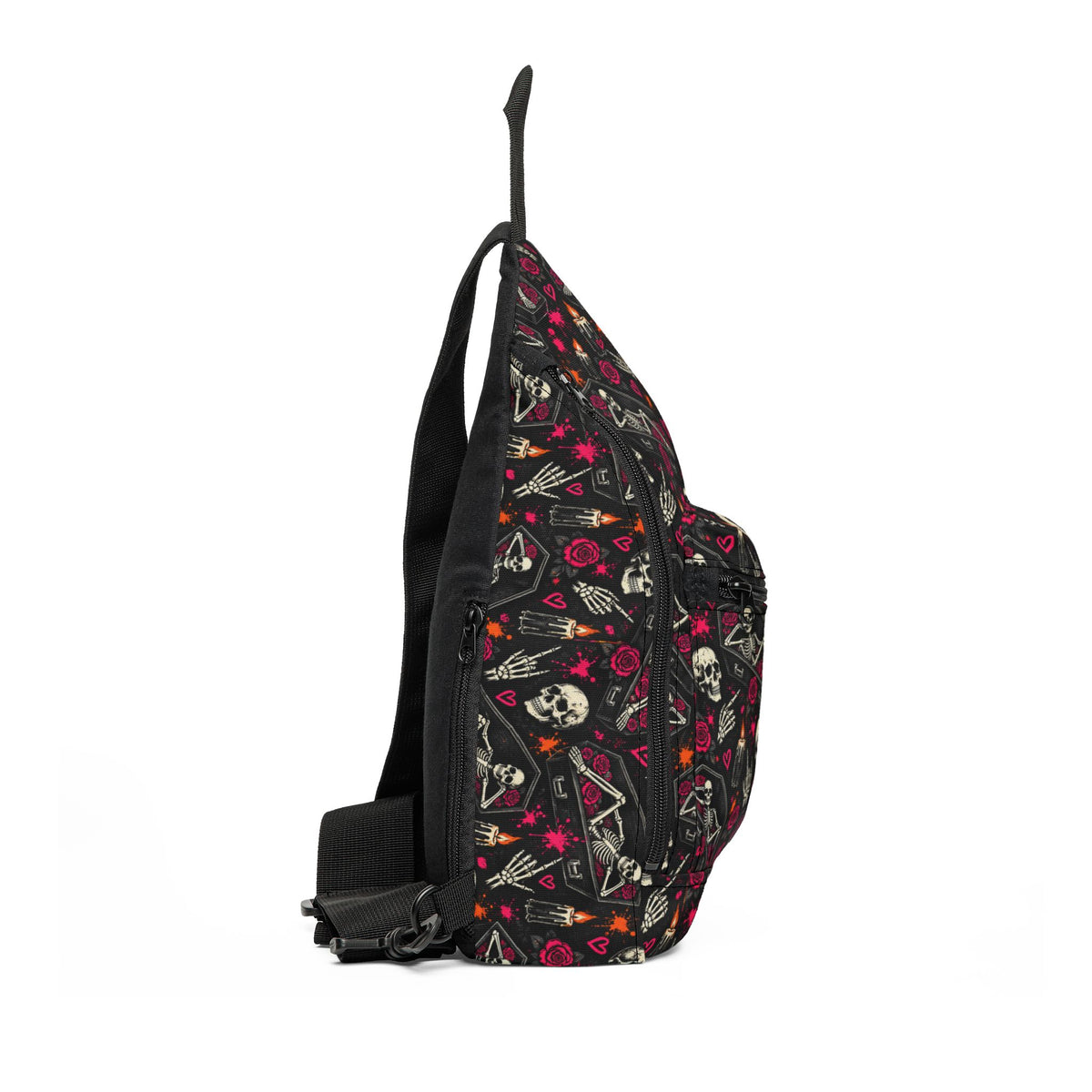 Dead & Unbothered Crossbody Sling Bag | Skull & Rose Halloween Bag by Subbin4Sanity