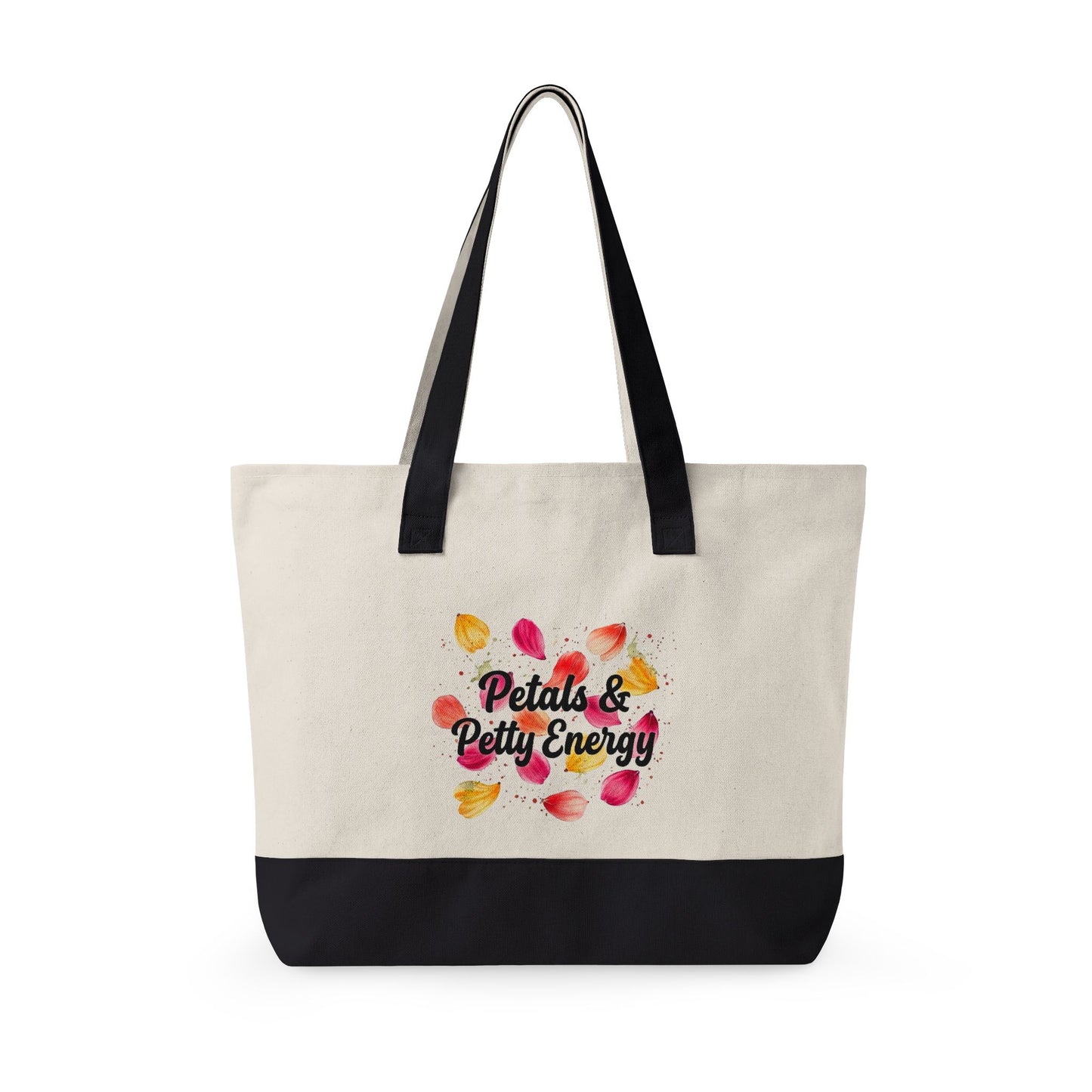 "Petals & Petty Energy" — Zippered Tote Bag