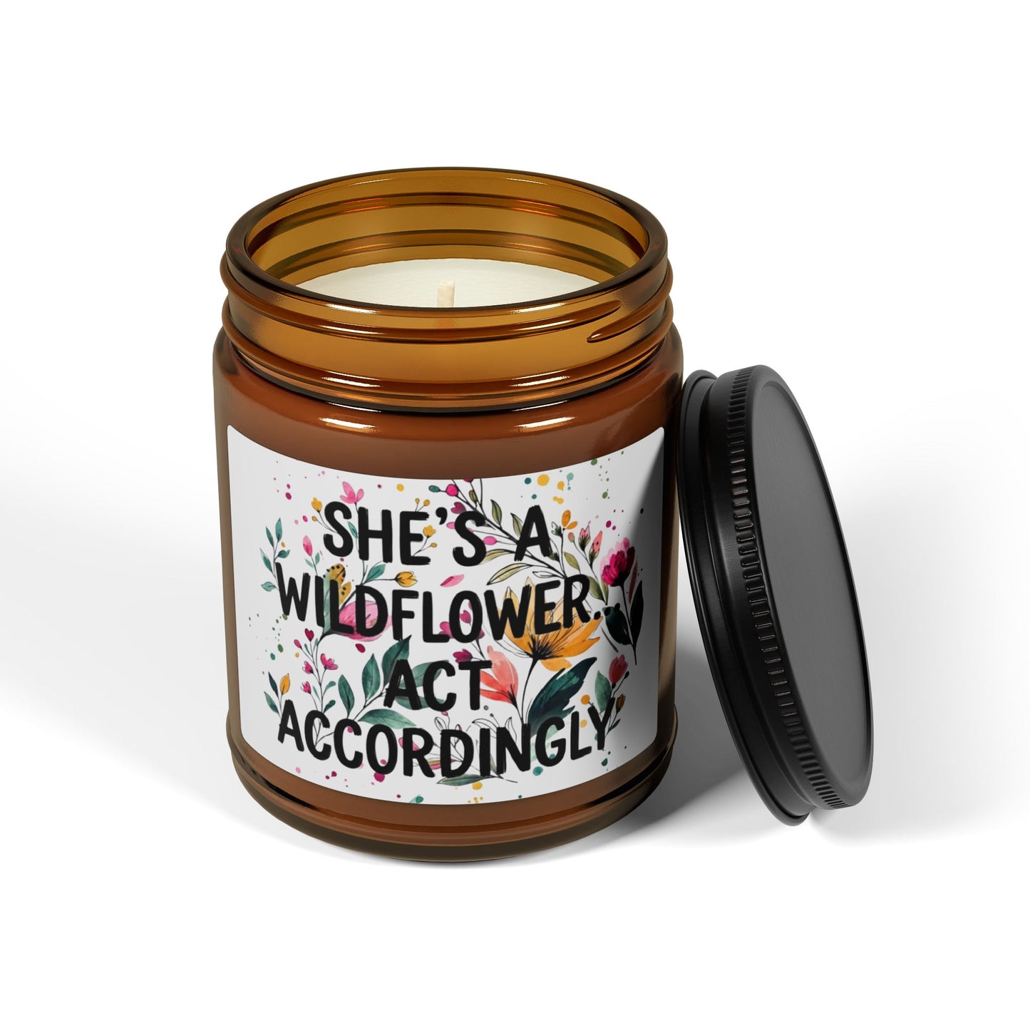 "She's a Wildflower" Scented Amber Jar Soy Candle