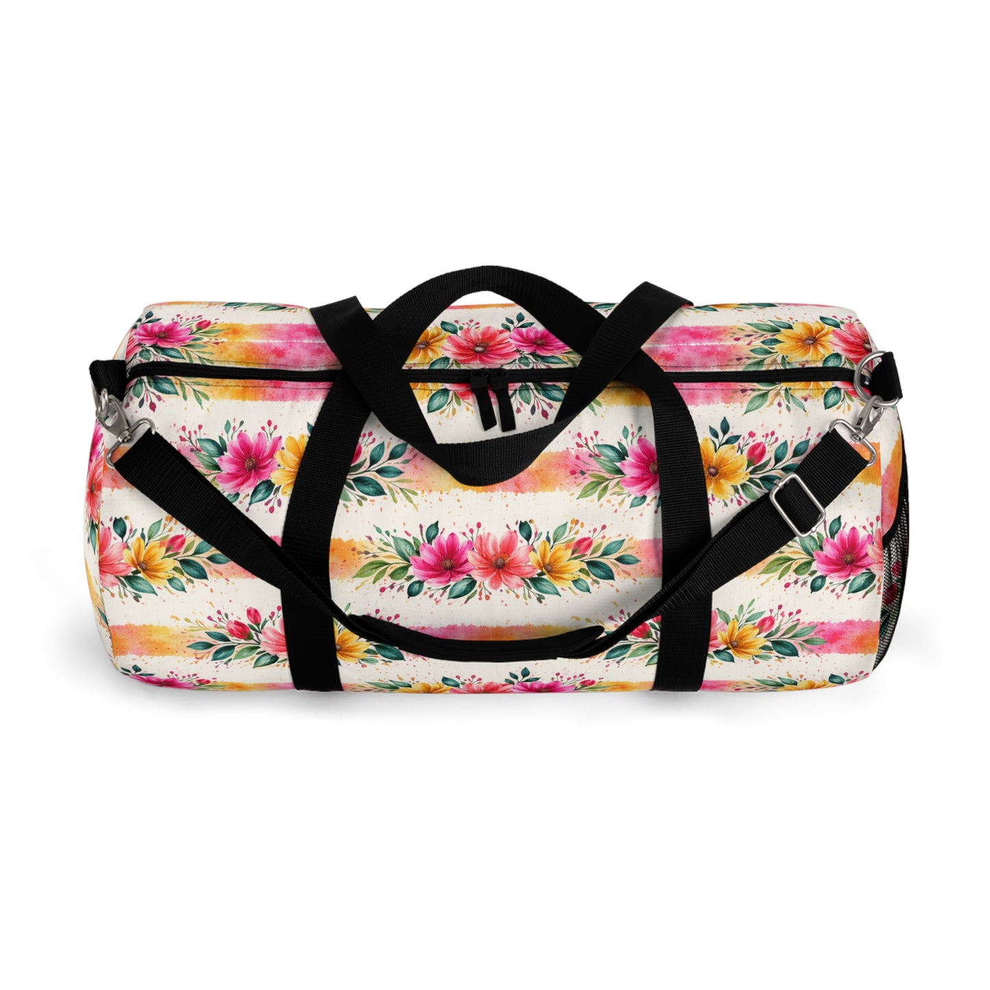 Wildflower Garden Stripe Pattern – Splatter Bloom Collection – Duffel Travel Bag