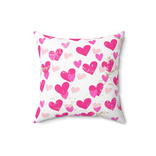 White With Pink Hearts Double Sided Pillowcase & Pillow Insert