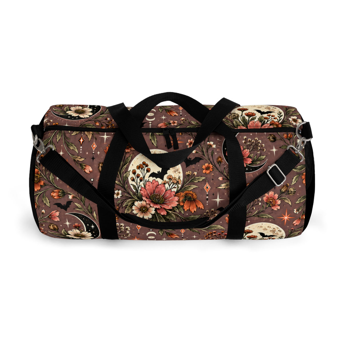 Midnight Wildflowers Duffel Bag | Boho Halloween Floral Celestial Travel Bag by Subbin4Sanity