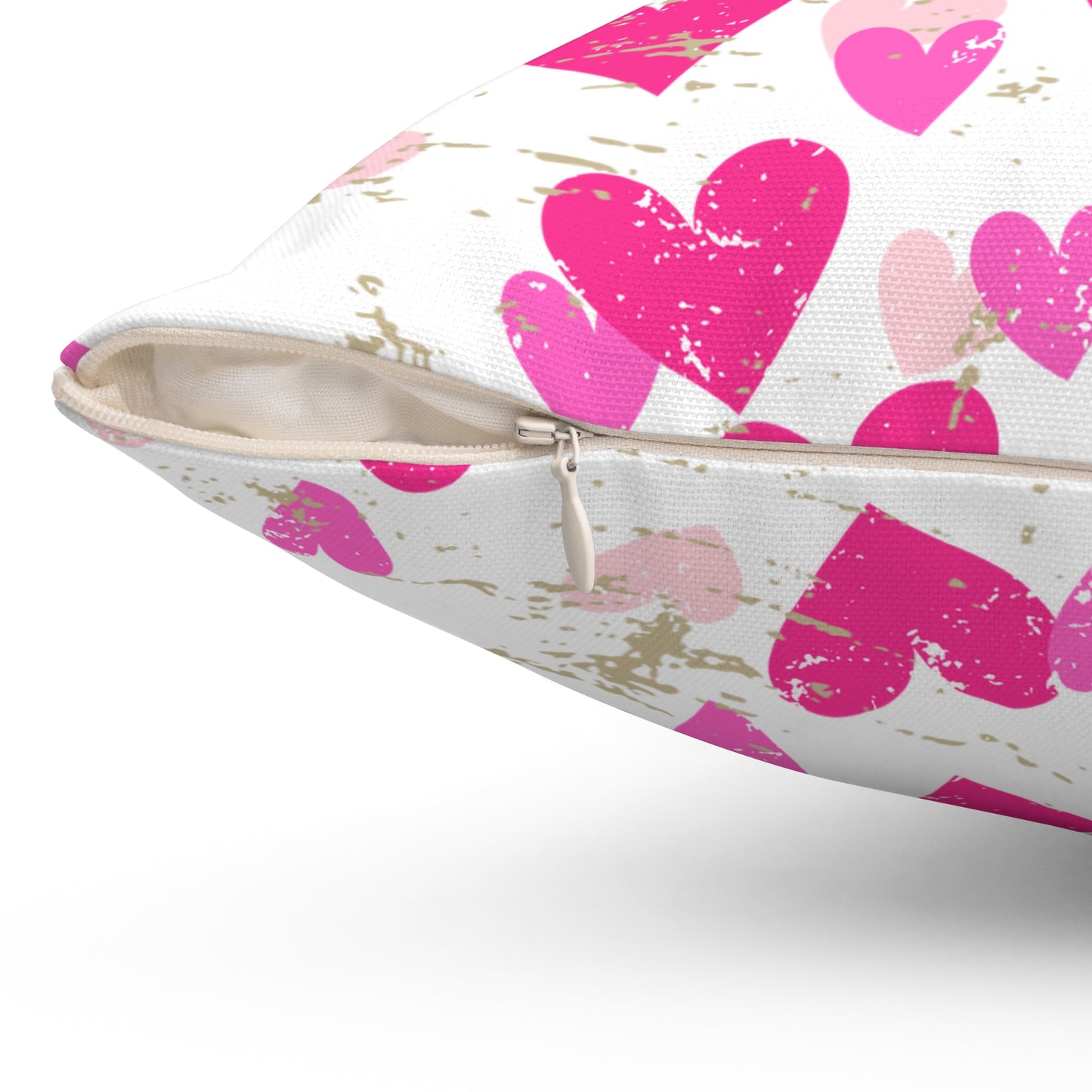 White With Pink Hearts Double Sided Pillowcase & Pillow Insert