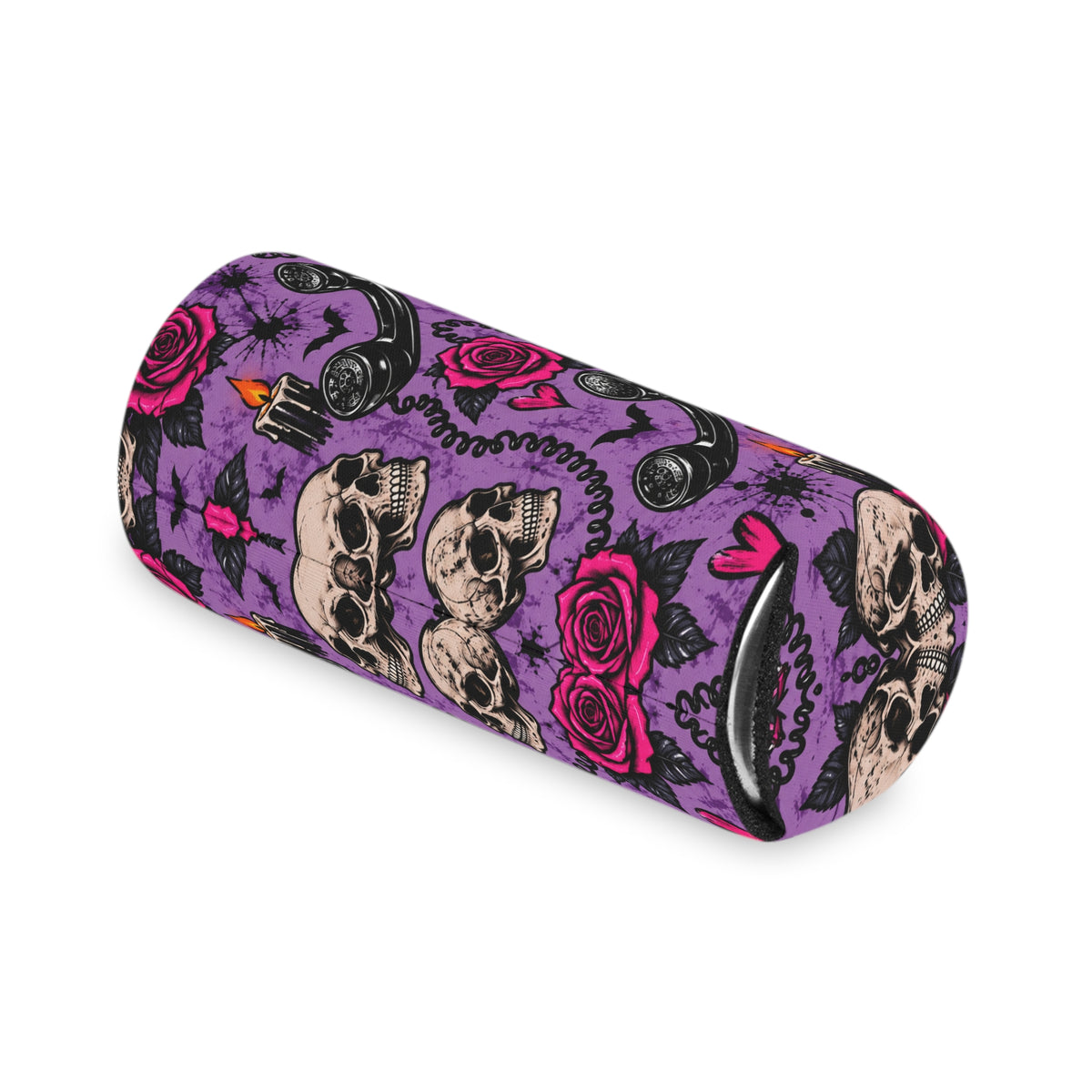 Karma’s Calling Pattern Foam Grip Koozie | Gothic Telephone & Rose Can Cooler by Subbin4Sanity
