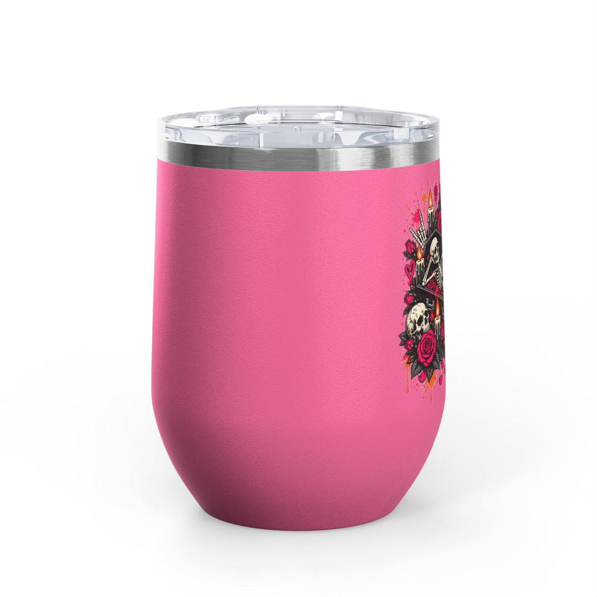 Dead & Unbothered 12oz Wine Tumbler | Gothic Skeleton Stainless Steel Cup by Subbin4Sanity