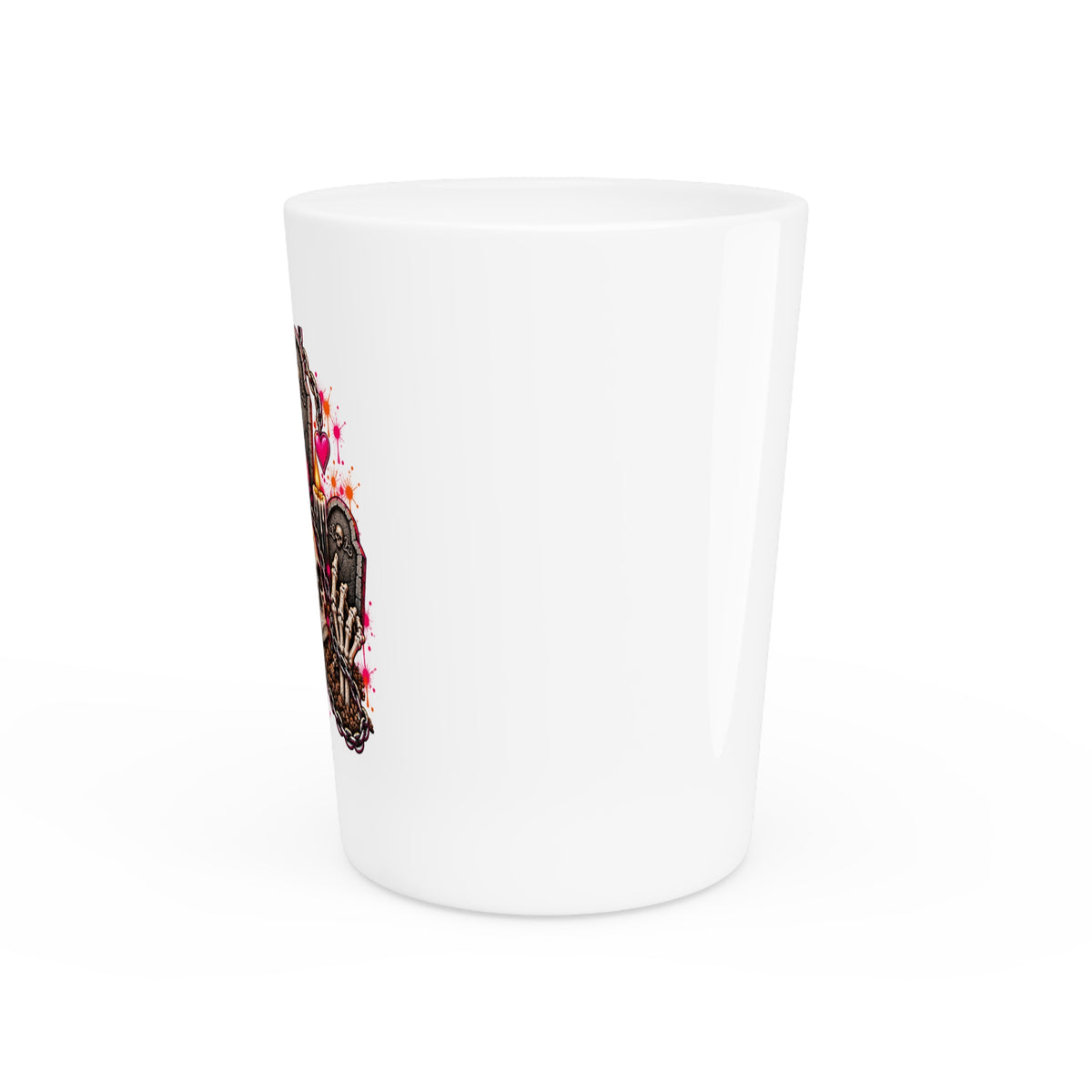 Dirt & Defiance Shot Glass | Gothic Skull & Coffin Drinking Glass by Subbin4Sanity