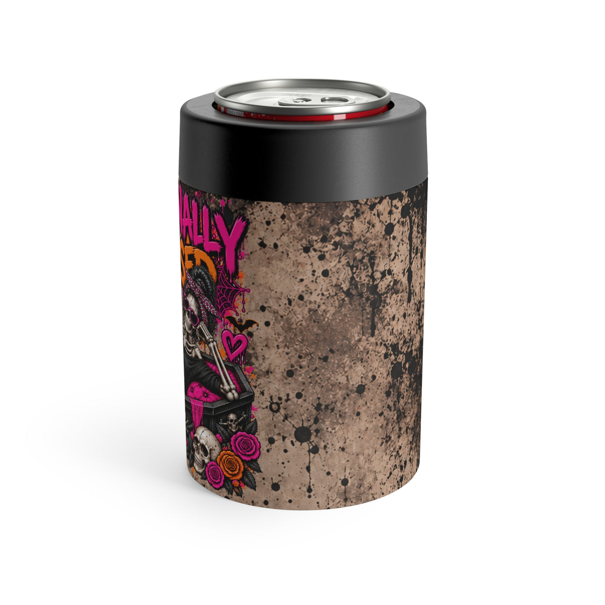 Emotionally Deceased 12oz Insulated Stainless Steel Koozie | Dark Humor Gothic Can Holder by Subbin4Sanity