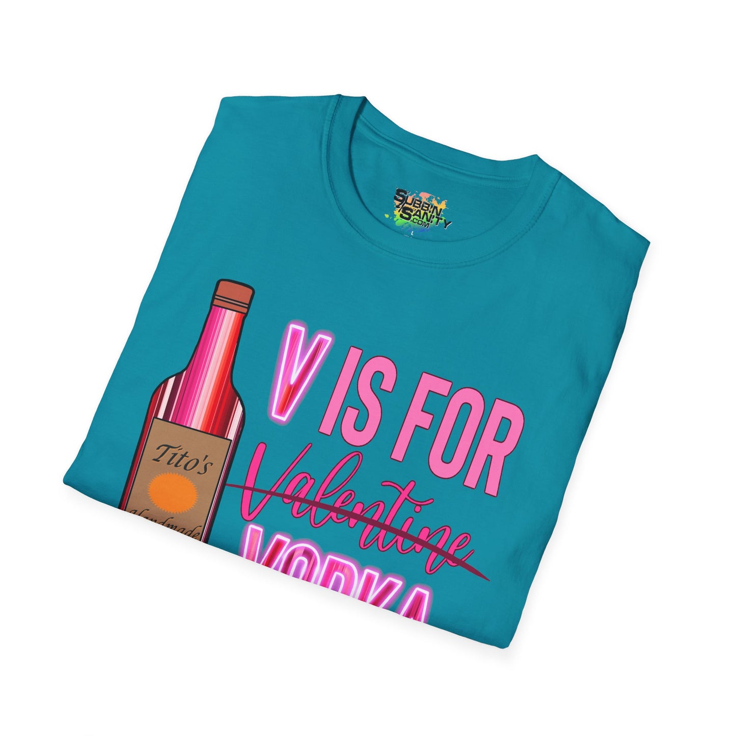 "V Is For Vodka" Valentine T-Shirt – Cute Graphic Tee | Unisex Softstyle Valentine’s Day Shirt