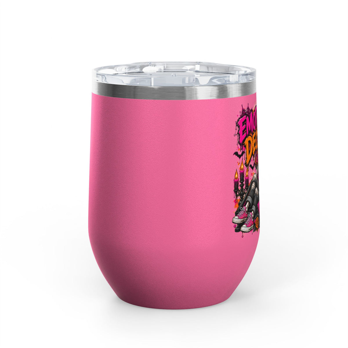 Emotionally Deceased 12oz Wine Tumbler | Dark Humor Gothic Stainless Steel Cup by Subbin4Sanity