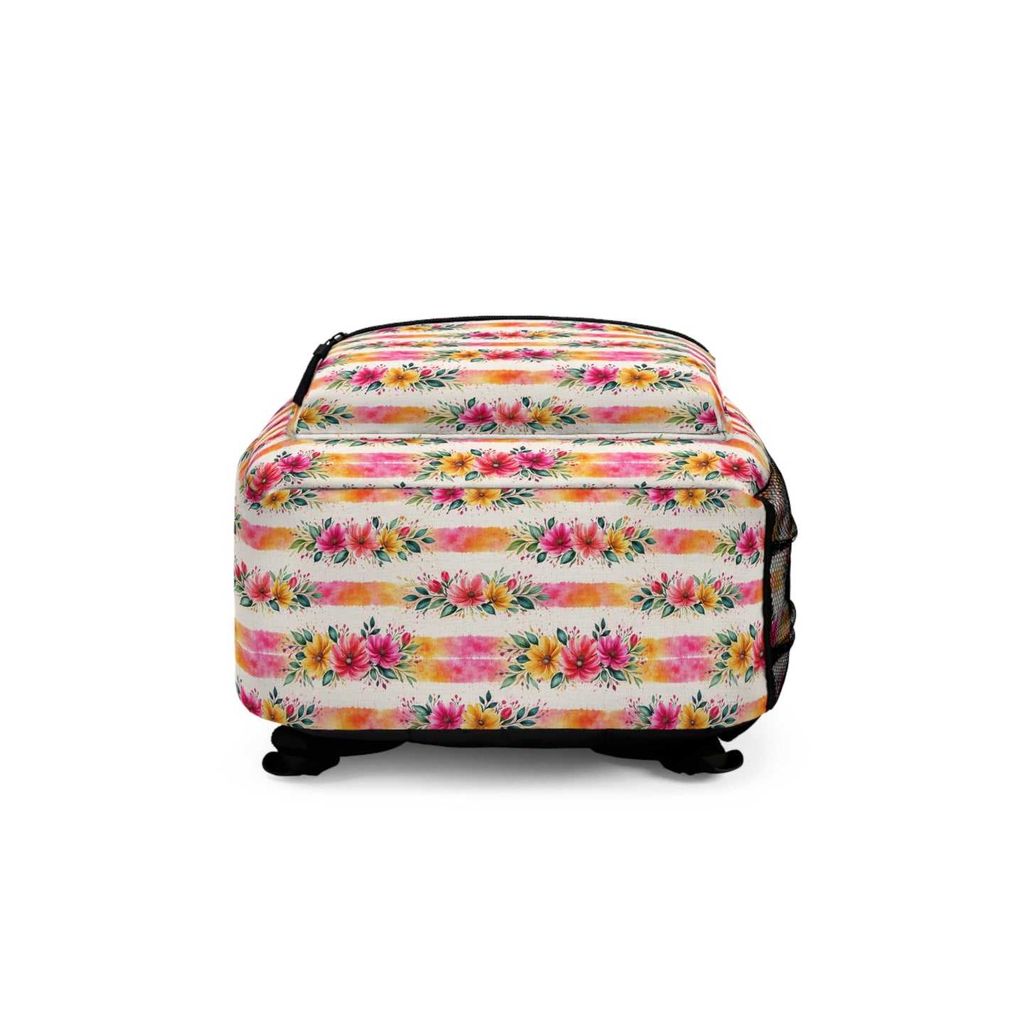 Wildflower Garden Stripe Pattern – Splatter Bloom Collection – School Backpack