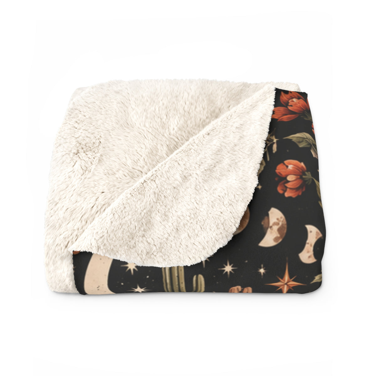 Desert Eclipse Sherpa Fleece Blanket | Celestial Boho Halloween Throw by Subbin4Sanity