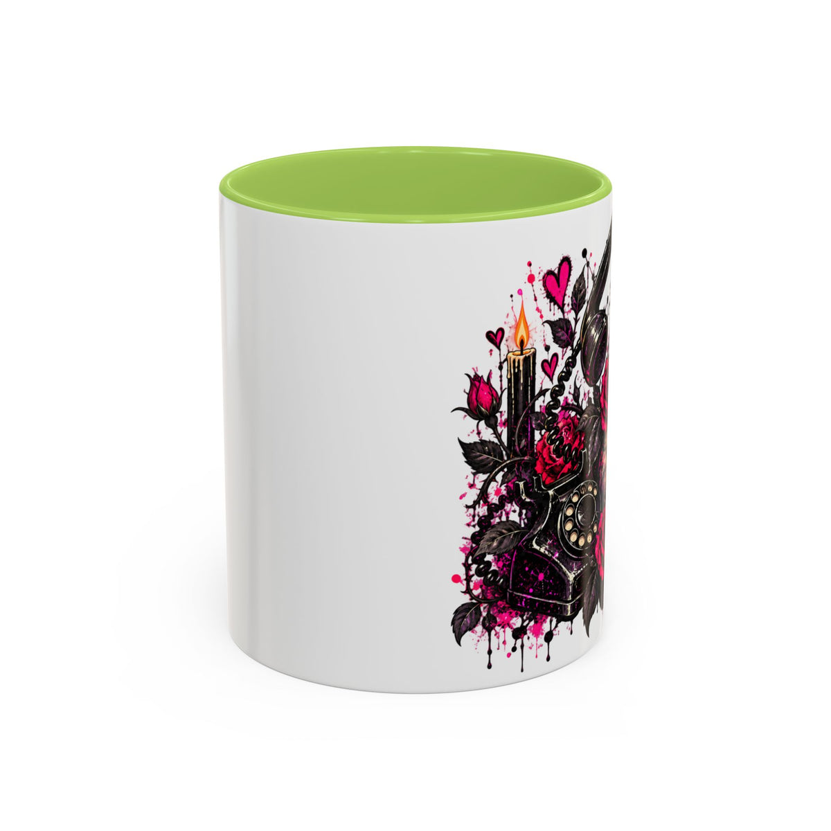 Karma’s Calling Coffee Mug | Gothic Skull & Telephone Ceramic Mug by Subbin4Sanity