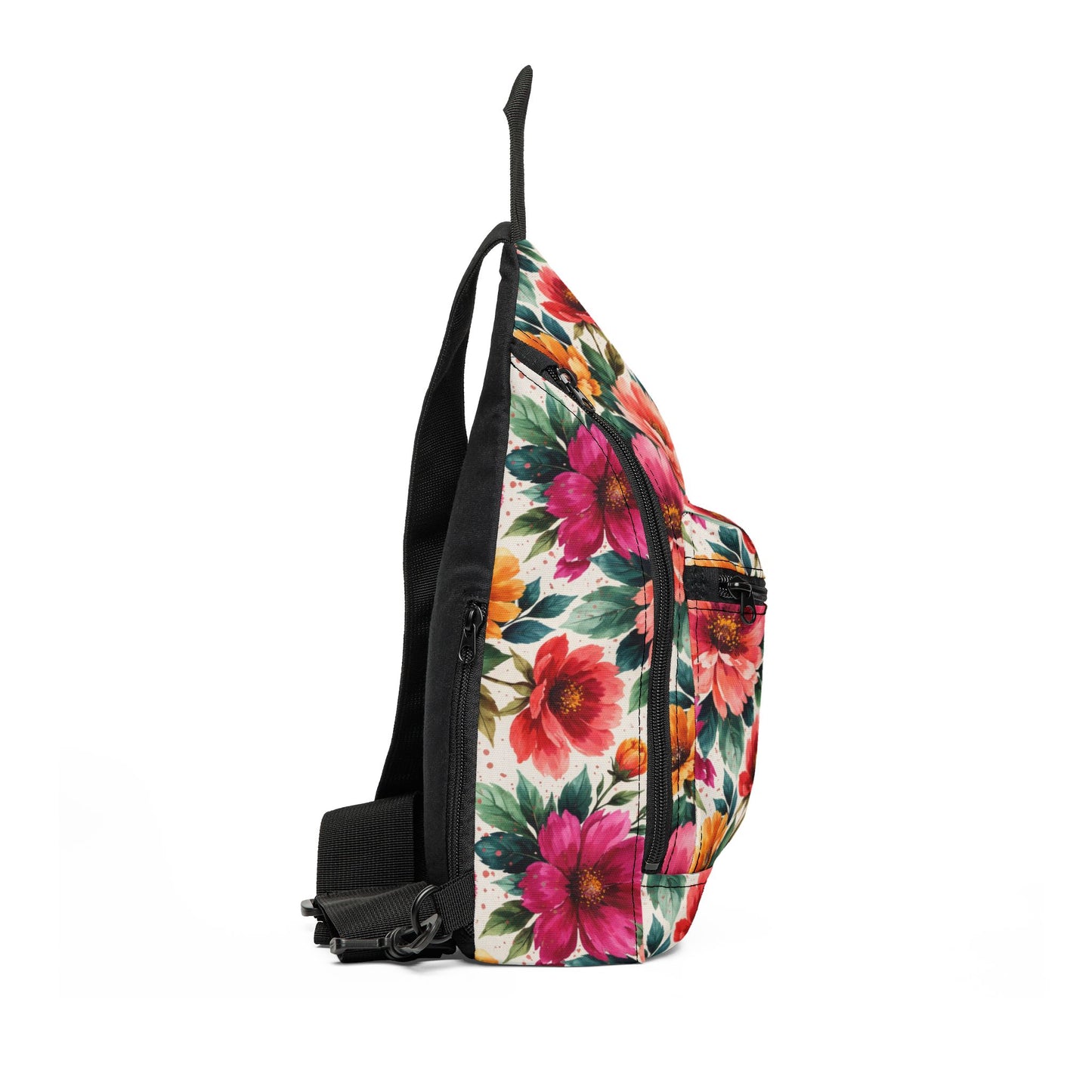 Electric Wildflower Garden Pattern – Splatter Bloom Collection – Crossbody Sling Bag