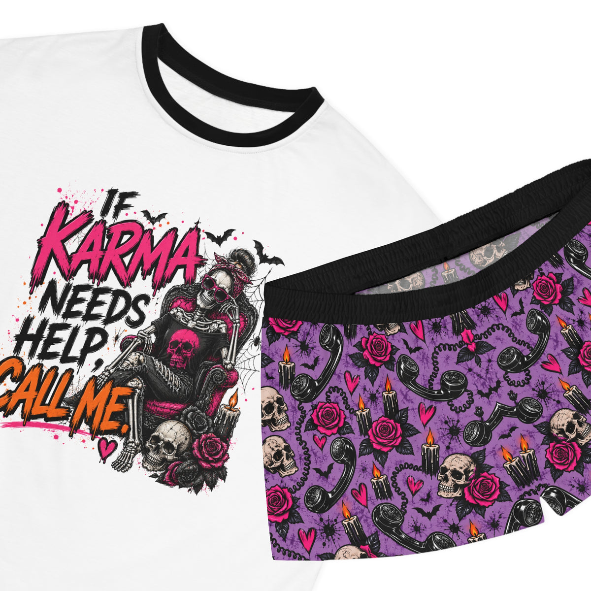 If Karma Needs Help, Call Me Pajama Set | Karma’s Calling Gothic Sleepwear by Subbin4Sanity