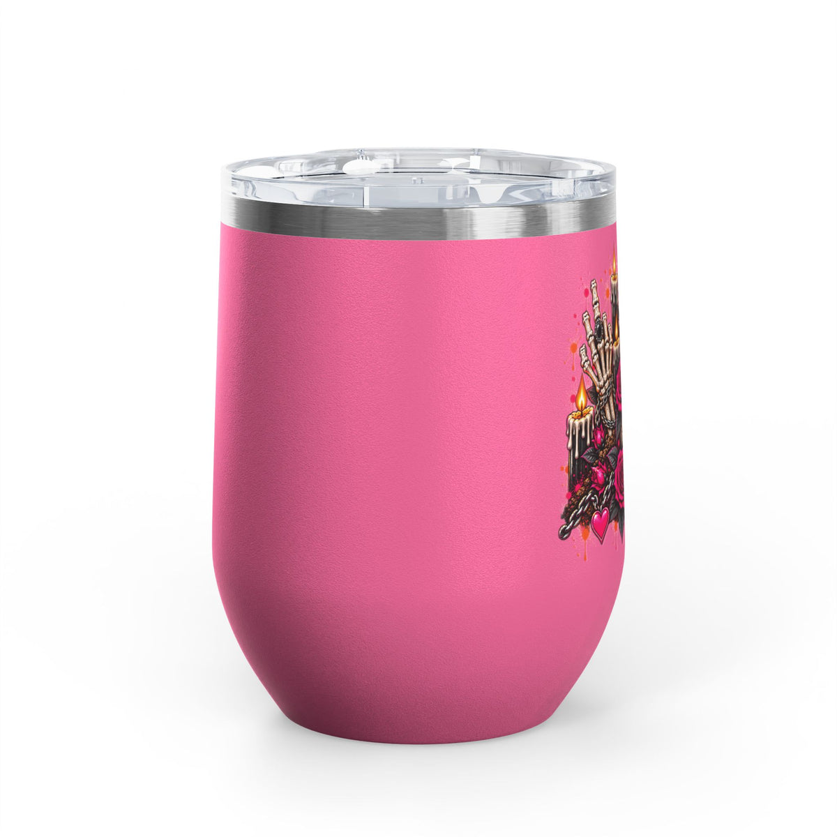 Dirt & Defiance 12oz Wine Tumbler | Gothic Skull & Coffin Stainless Steel Cup by Subbin4Sanity