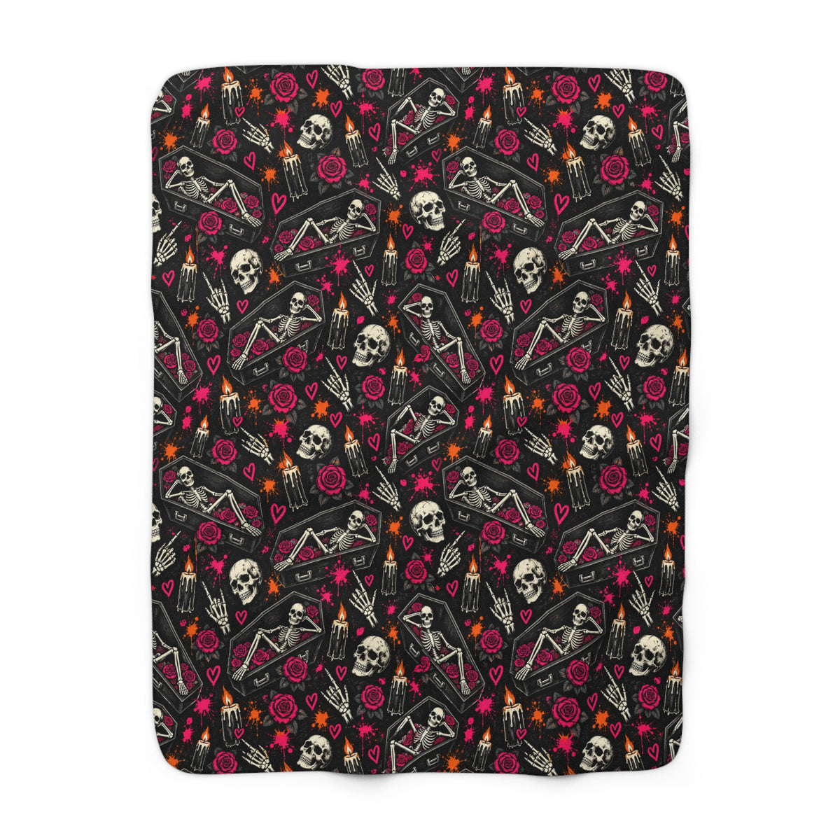 Dead & Unbothered Sherpa Fleece Blanket | Gothic Skeleton & Rose Throw by Subbin4Sanity