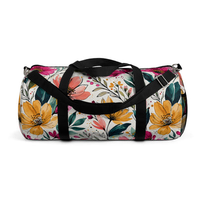 Modern Botanical Wildflower Pattern – Splatter Bloom Collection – Weekend Duffel Travel Bag