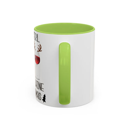 Christmas Coffee Mug, 11oz, "Just A Girl Who Loves Wine At Christmas"