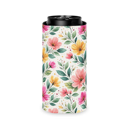 Watercolor Wildflower Garden Pattern – Splatter Bloom Collection – Lightweight Foam Grip Lined Koozie