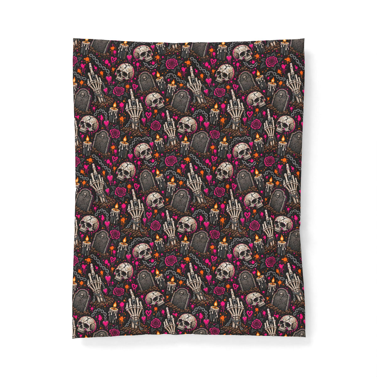 Dirt & Defiance Comforter | Gothic Halloween Bedding with Skulls, Tombstones & Roses by Subbin4Sanity