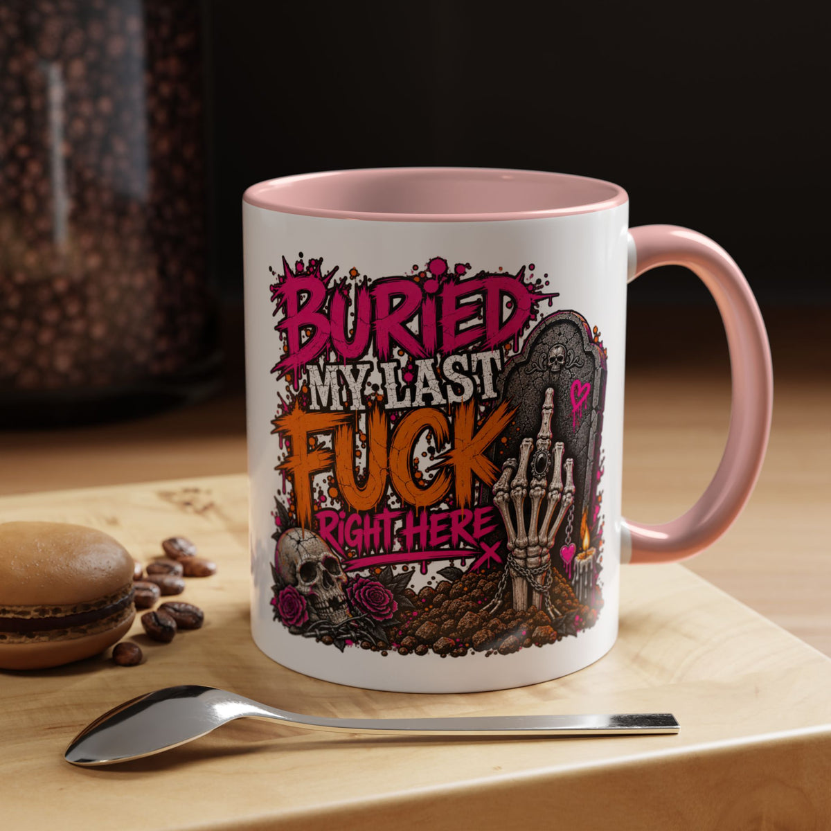 I Buried My Last Fuck Right Here Coffee Mug | Sarcastic Gothic Ceramic Mug by Subbin4Sanity