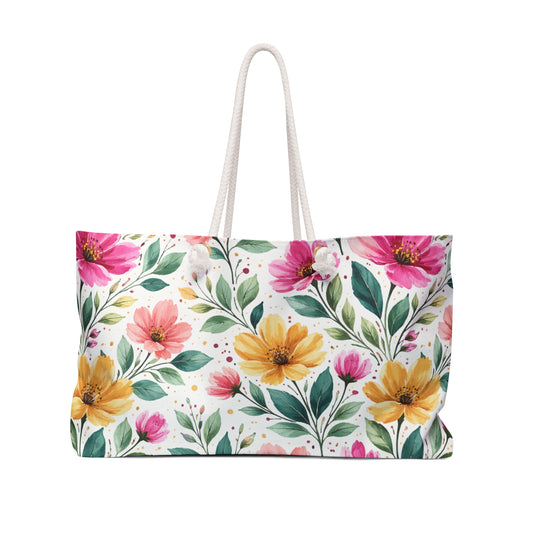 Watercolor Wildflower Garden Pattern – Splatter Bloom Collection – Weekender Tote Bag