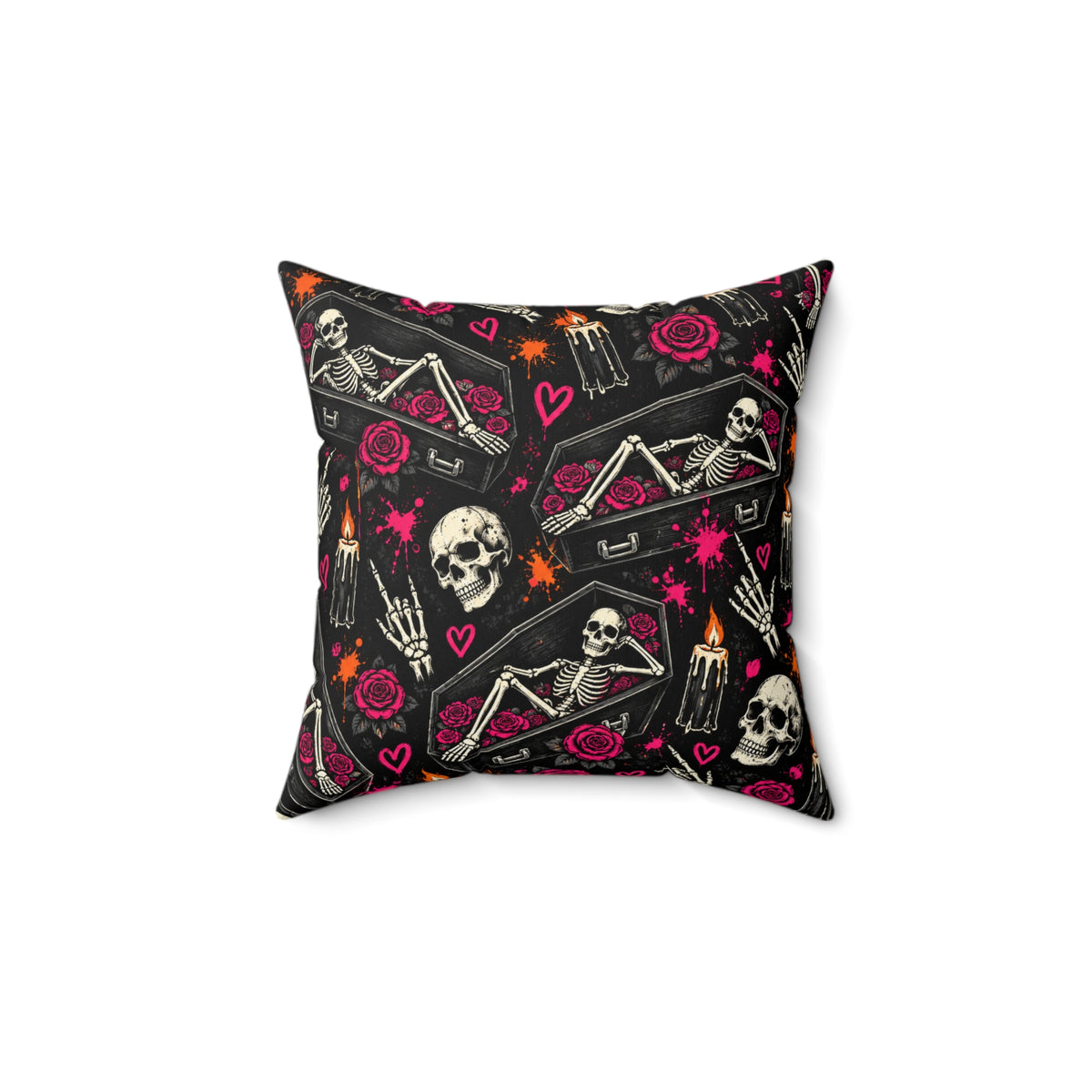 Too Dead To Give A Damn Double-Sided Pillowcase & Insert | Gothic Halloween Decor by Subbin4Sanity