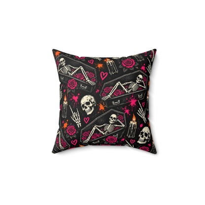 Too Dead To Give A Damn Double-Sided Pillowcase & Insert | Gothic Halloween Decor by Subbin4Sanity