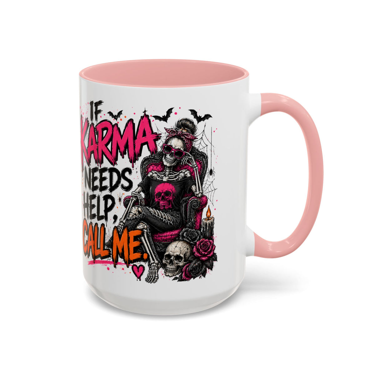 If Karma Needs Help Call Me Coffee Mug | Sarcastic Gothic Ceramic Mug by Subbin4Sanity