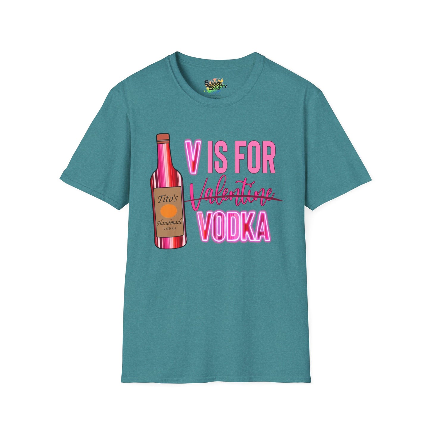 "V Is For Vodka" Valentine T-Shirt – Cute Graphic Tee | Unisex Softstyle Valentine’s Day Shirt
