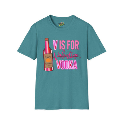 "V Is For Vodka" Valentine T-Shirt – Cute Graphic Tee | Unisex Softstyle Valentine’s Day Shirt