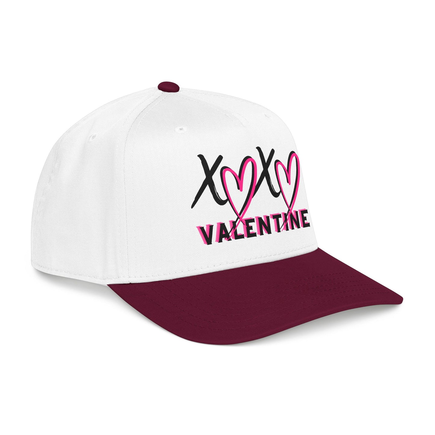 Valentine XOX Hearts Baseball Cap — Pink Heart DTF Valentine Hat