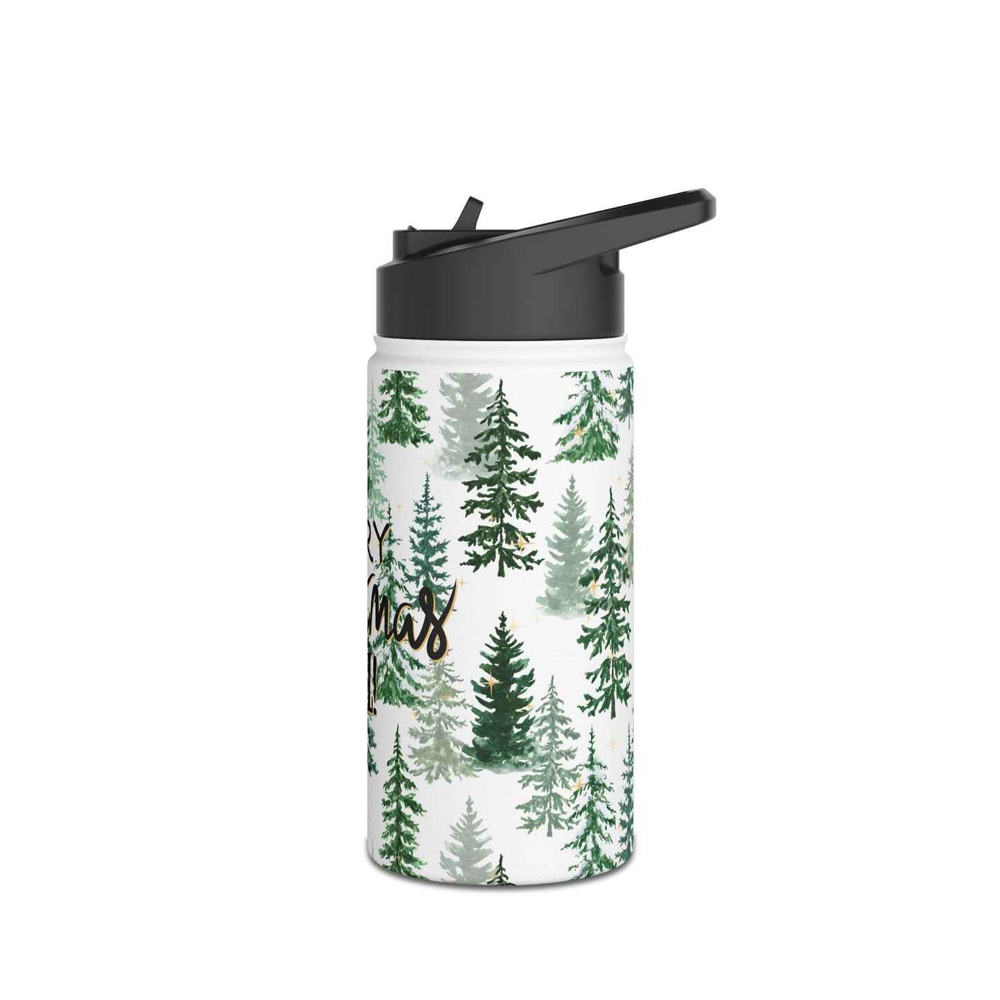 Merry Christmas Y'all Stainless Steel Water Bottle — Christmas Tree Design