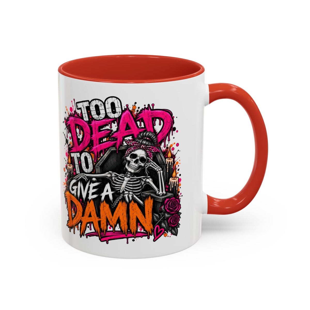 Too Dead To Give A Damn Coffee Mug | Sarcastic Gothic Ceramic Mug by Subbin4Sanity