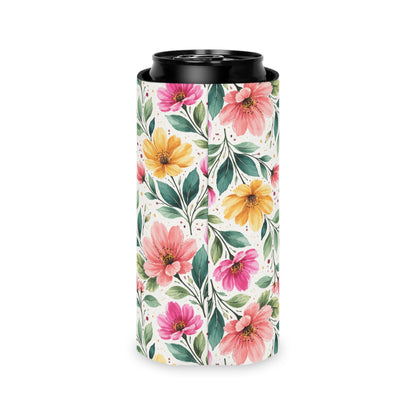Watercolor Wildflower Garden Pattern – Splatter Bloom Collection – Lightweight Foam Grip Lined Koozie