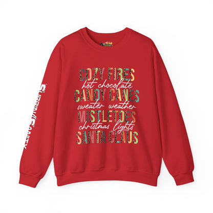 Cozy Fires & Candy Canes Christmas Sweatshirt | Festive Holiday Word Crewneck by Subbin4Sanity