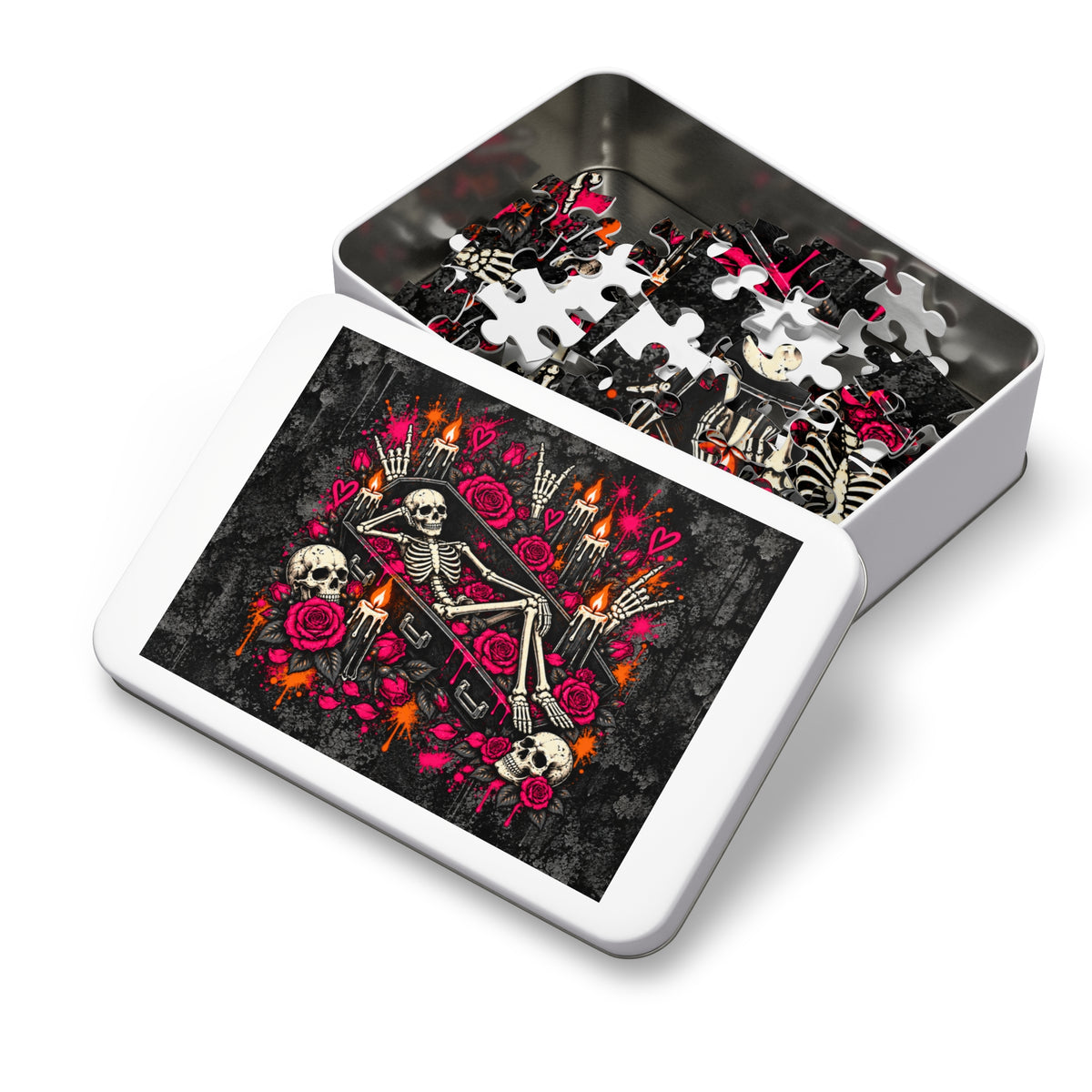 Dead & Unbothered Halloween Jigsaw Puzzle | Gothic Skeleton Statement Puzzle by Subbin4Sanity