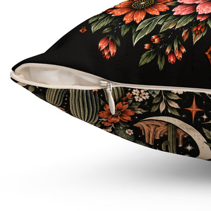 Even The Darkest Nights Make Something Bloom + Crescent Blooms Double-Sided Pillowcase & Insert | Celestial Boho Halloween Decor by Subbin4Sanity