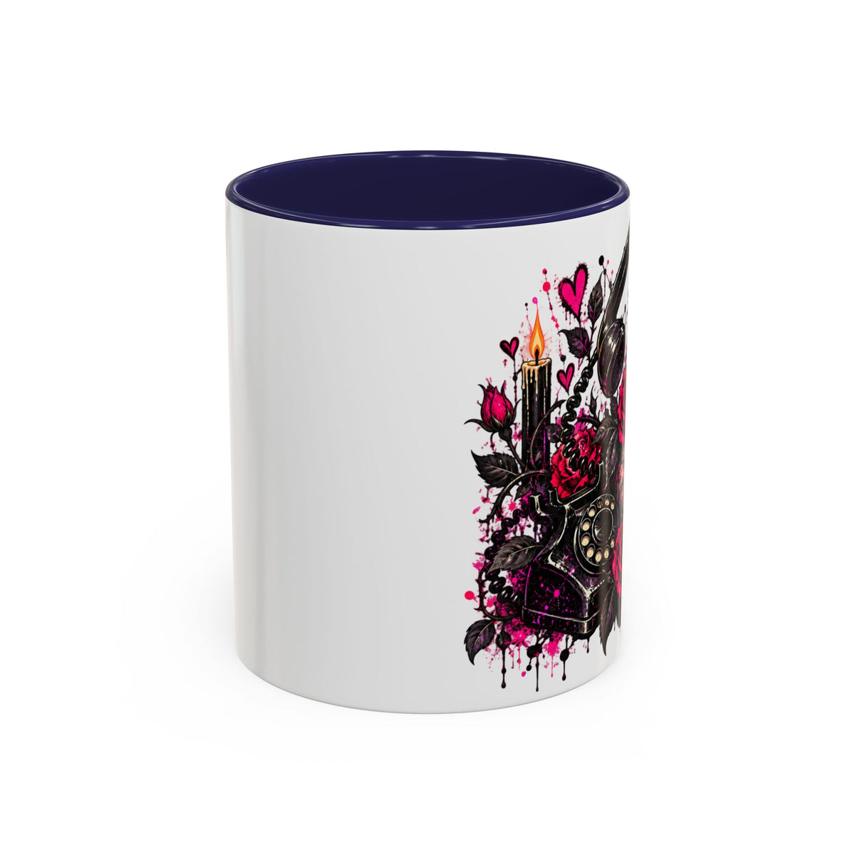 Karma’s Calling Coffee Mug | Gothic Skull & Telephone Ceramic Mug by Subbin4Sanity