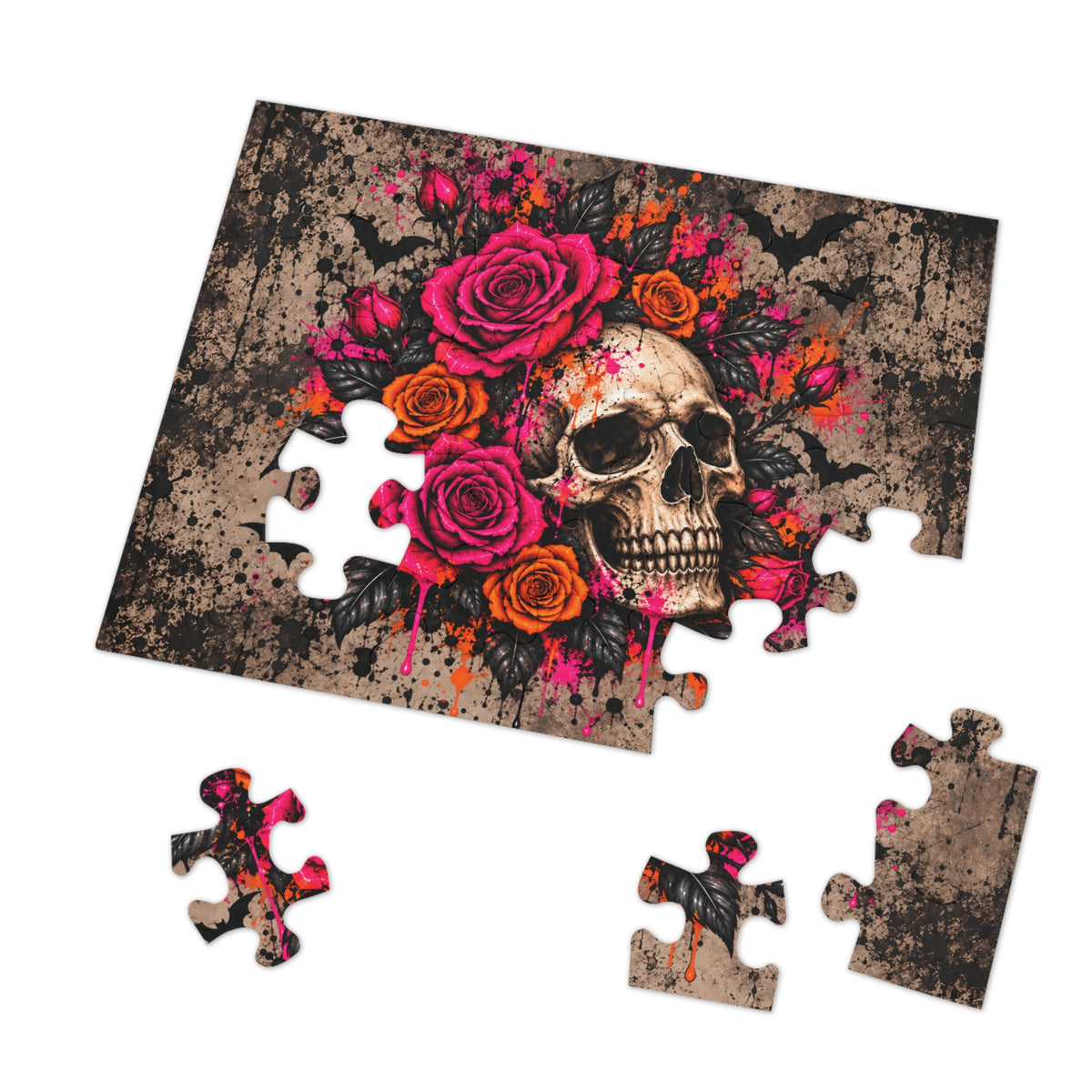 Deadly Blooms Halloween Jigsaw Puzzle | Gothic Floral Skull Puzzle by Subbin4Sanity