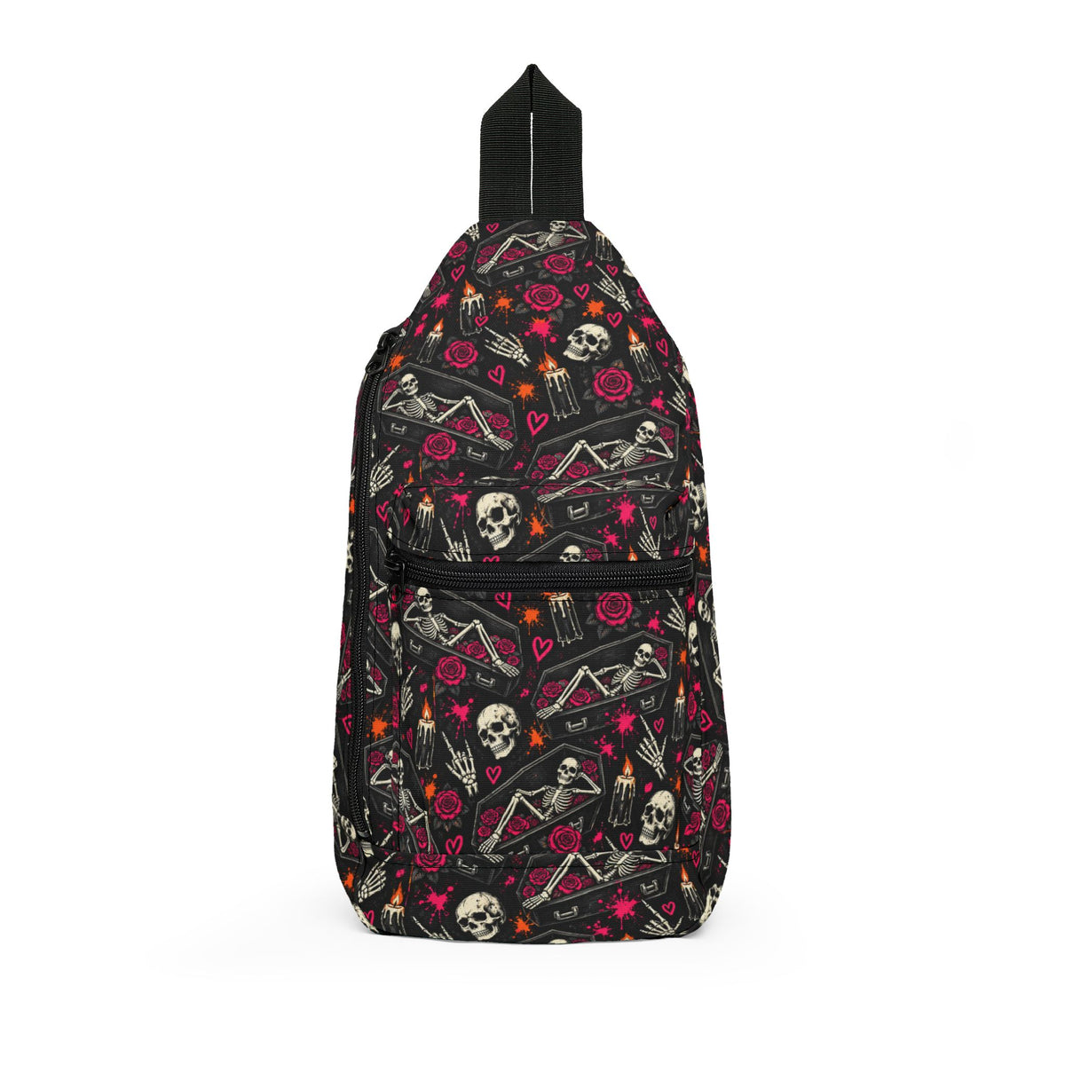 Dead & Unbothered Crossbody Sling Bag | Skull & Rose Halloween Bag by Subbin4Sanity