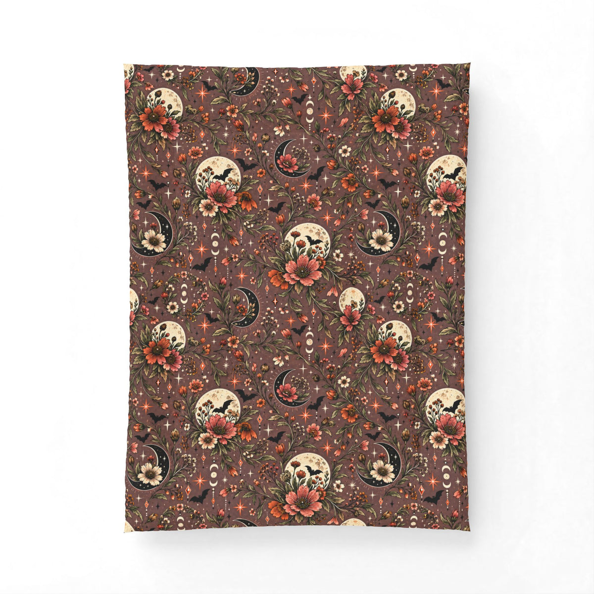 Midnight Wildflowers Comforter | Boho Celestial Floral Halloween Bedding by Subbin4Sanity