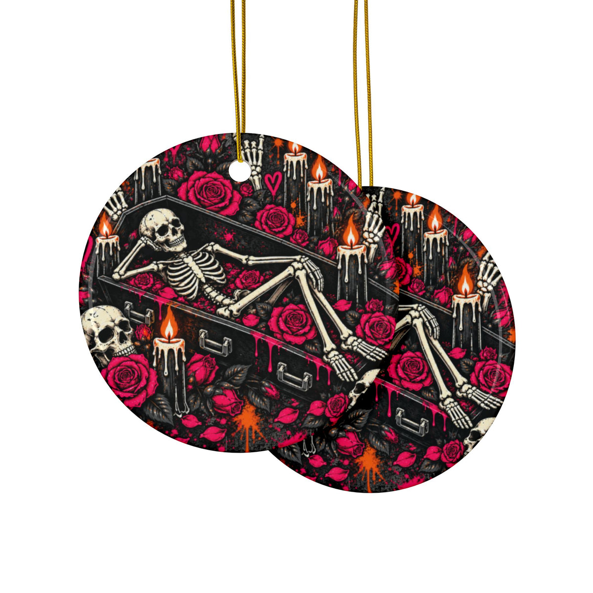 Dead & Unbothered Ceramic Ornament | Gothic Halloween Ornament & Holiday Gift Tag by Subbin4Sanity