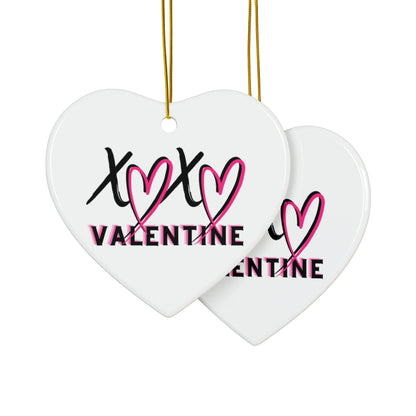 XOXO Valentine Ceramic Ornament | Flirty Heart Valentine Decor Keepsake by Subbin4Sanity