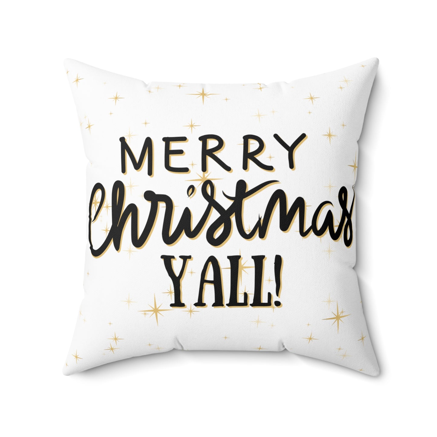 Christmas Pillowcase & Pillow Insert (White) with star pattern "merry christmas yall"