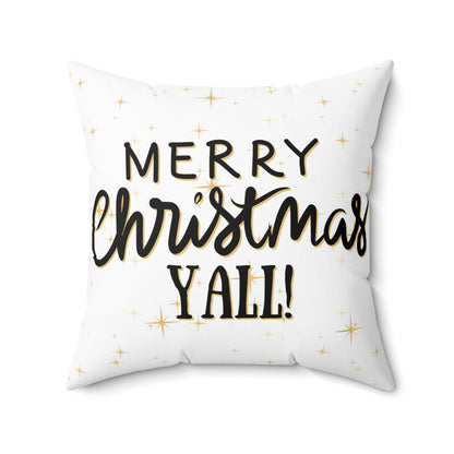 Christmas Pillowcase & Pillow Insert (White) with star pattern "merry christmas yall"