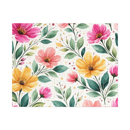 Watercolor Wildflower Garden Pattern – Splatter Bloom Collection – Puzzle & Tin Storage Box