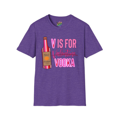 "V Is For Vodka" Valentine T-Shirt – Cute Graphic Tee | Unisex Softstyle Valentine’s Day Shirt