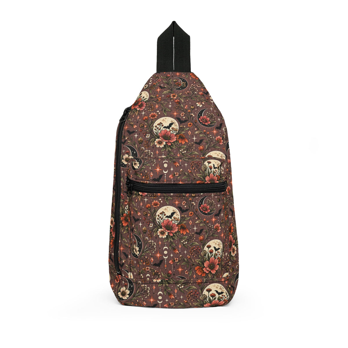 Midnight Wildflowers Crossbody Bag | Boho Halloween Floral Shoulder Bag by Subbin4Sanity